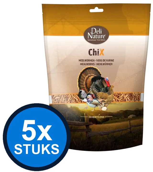 5x Deli Nature - ChiX Meelwormen - Kippenvoer Snacks - 500 g