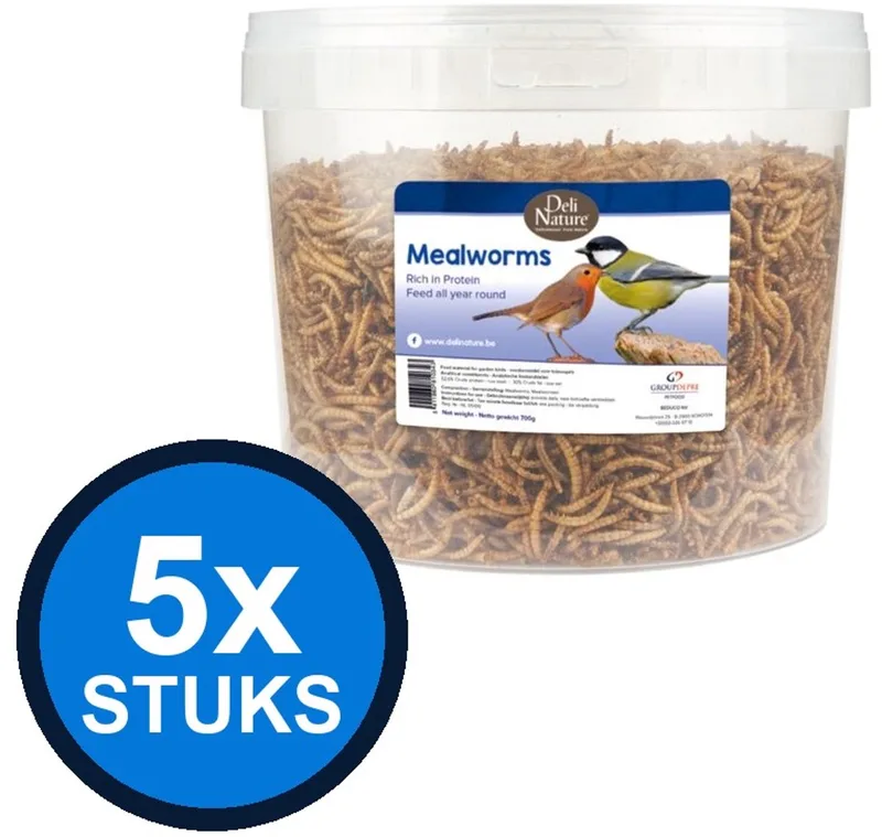 5x Deli Nature - Greenline meelwormen pallet 700gr - Vogelvoer - 700 g by Deli Nature – product photo