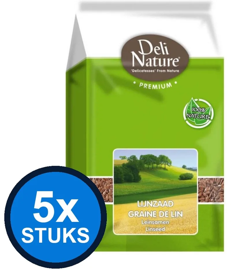 5x Deli Nature - Premium lijnzaad 1kg - Vogelvoer - 1 kg von Deli Nature – Produktfoto