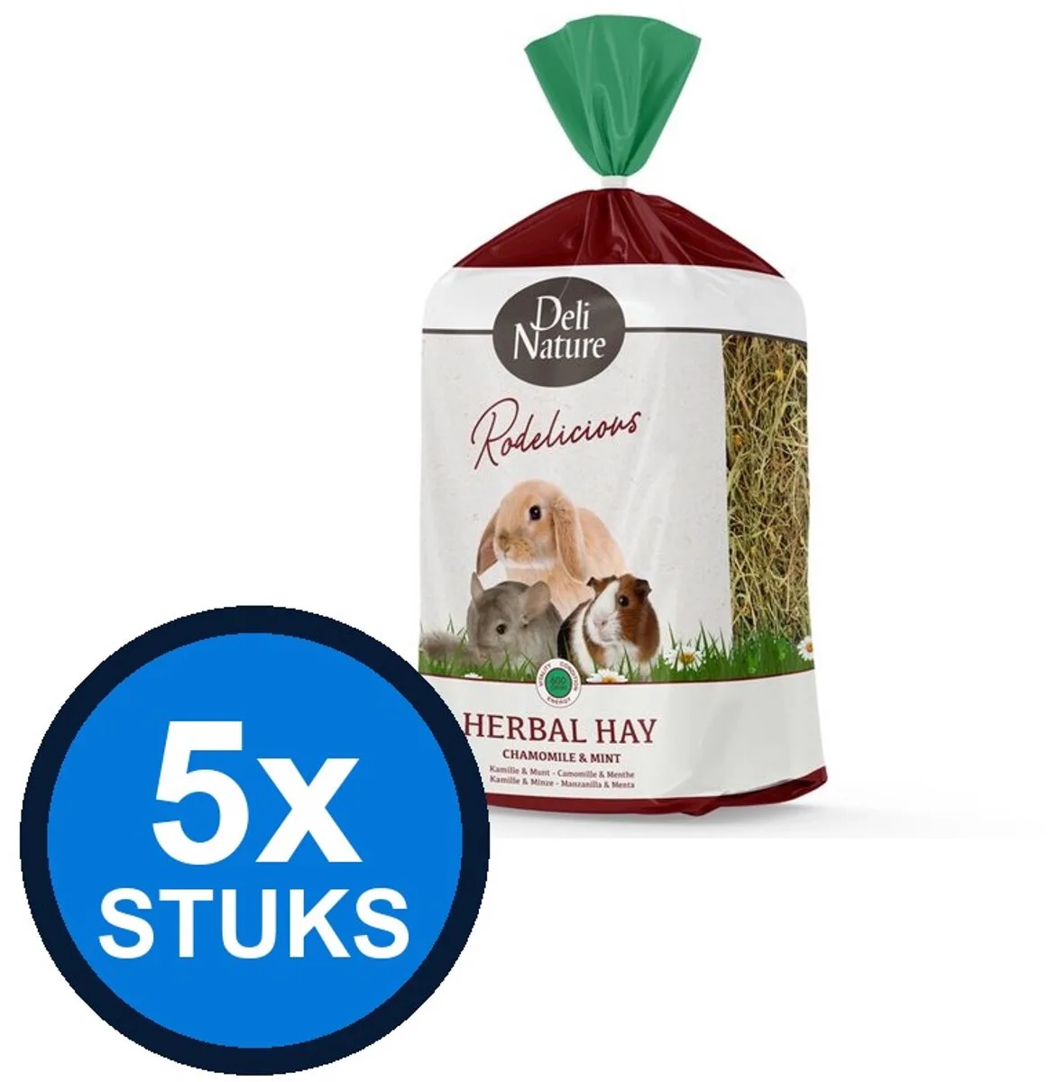 5x Deli Nature - Rodelicious kruidenhooi kamille&munt 600gr - Knaagdierenvoer - 600 g fra Deli Nature – produktbillede