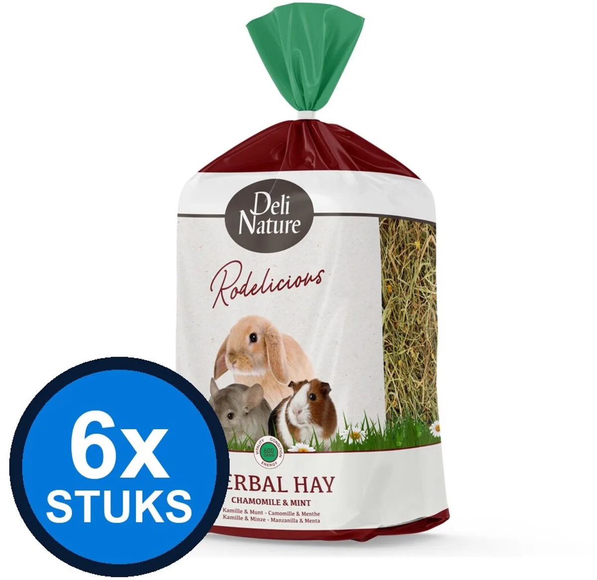 6x Deli Nature Rodelicious Kruidenhooi Kamille & Munt - Knaagdierhooi - 600g van Deli Nature – productfoto