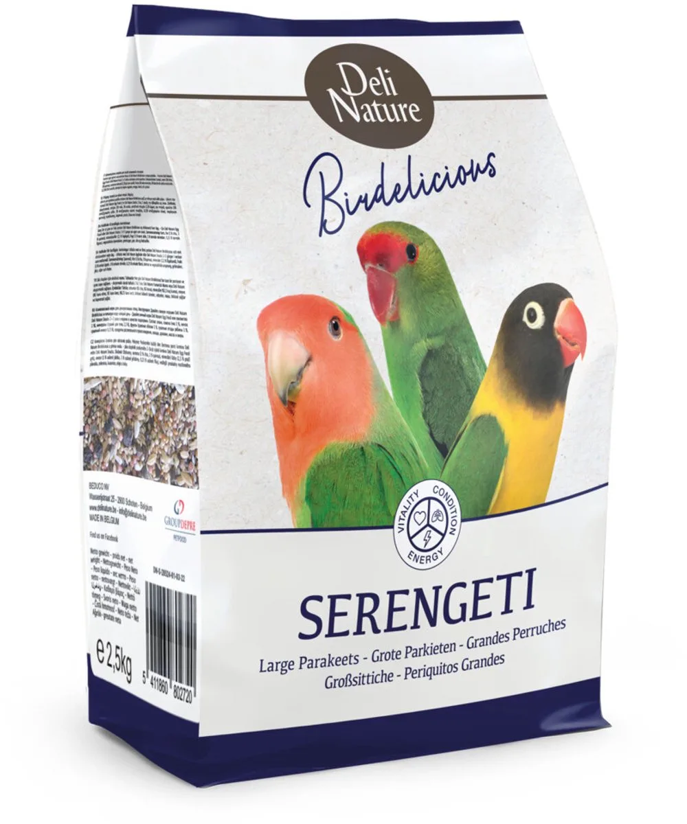 Grote Parkieten Serengeti Birdelicious - 4 x 2,5 kg - Voordeelverpakking de Deli Nature – photo produit