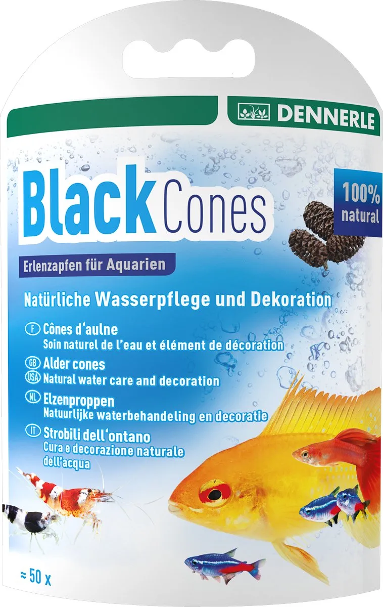 Black Cones elzenappeltjes 40 gram | natuurlijke waterverzorging voor 1200 liter van Dennerle in Zwart – productfoto