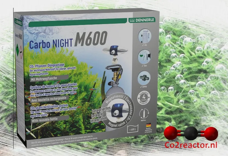 Carbo Night M600 | Aquarium CO2 Systeem met nachtschakelaar | Met hervulbare fles | Voor Aquaria tot 600 Liter de Dennerle en Gris – photo produit