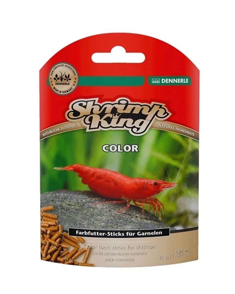 Shrimp King Color 45 gram - kleurversterkend garnalenvoer voor rode, en gele garnalen van Dennerle in Oranje – productfoto