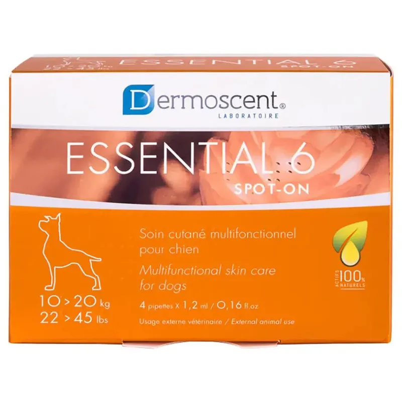 Essential 6 Spot On 10-20kg Hundeergänzungsmittel 4 Einheiten von Dermoscent – Produktfoto