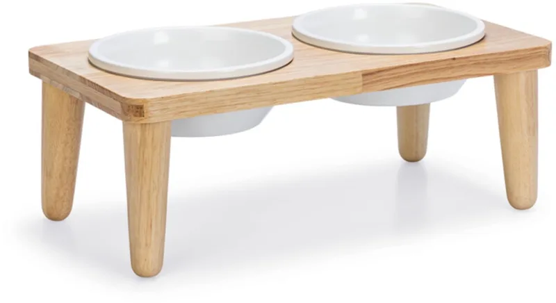 Dinerset Djeha - Hondenvoerbak - Hout - 40x21x15 cm von Designed by Lotte in Weiß – Produktfoto