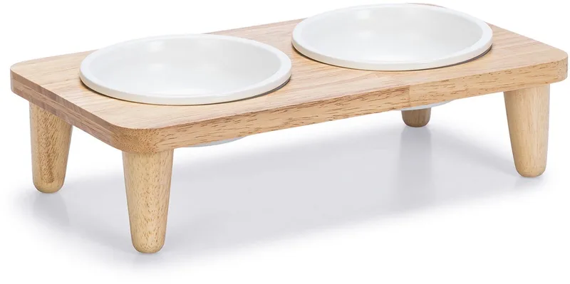 Dinerset Djeha - Voerbak kat - Drinkbak kat - Hout - 2 x 250 ml de Designed by Lotte en Blanc – photo produit 1 sur 3