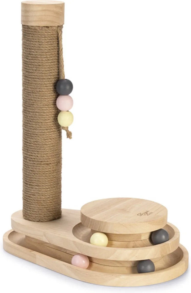 Inez Krabpaal - Hout/Jute - Incl speeltoren met balletjes - 38x25,5x47,5 cm by Designed by Lotte in Brown – product photo
