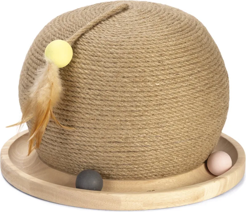 Krab- en Speelbol Mila - Kattenspeelgoed - Krabbol - Hout - 29,5x29,5x22 cm by Designed by Lotte in Brown – product photo