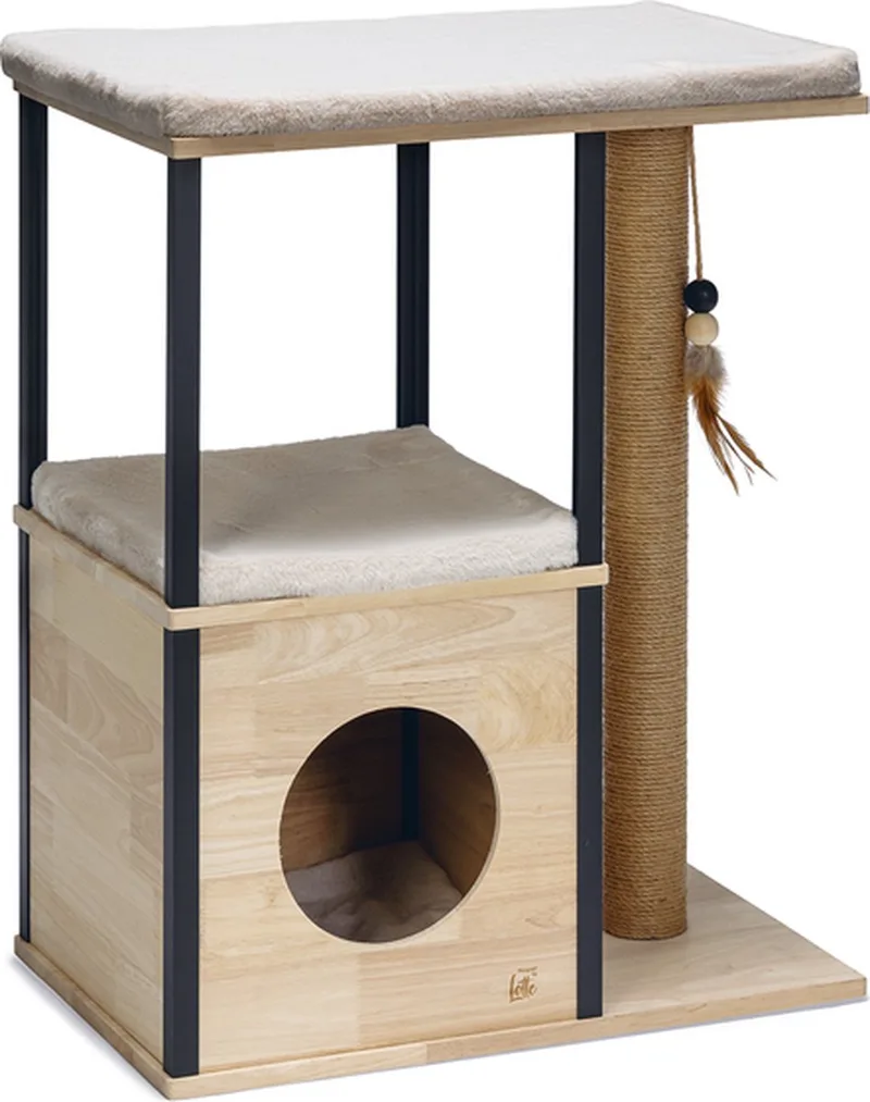 Krabpaal Nala - Katten krabpaal - 3 ligplekken - Met huisje - Hout/Jute - 65-40-82 cm de Designed by Lotte en Marron – photo produit