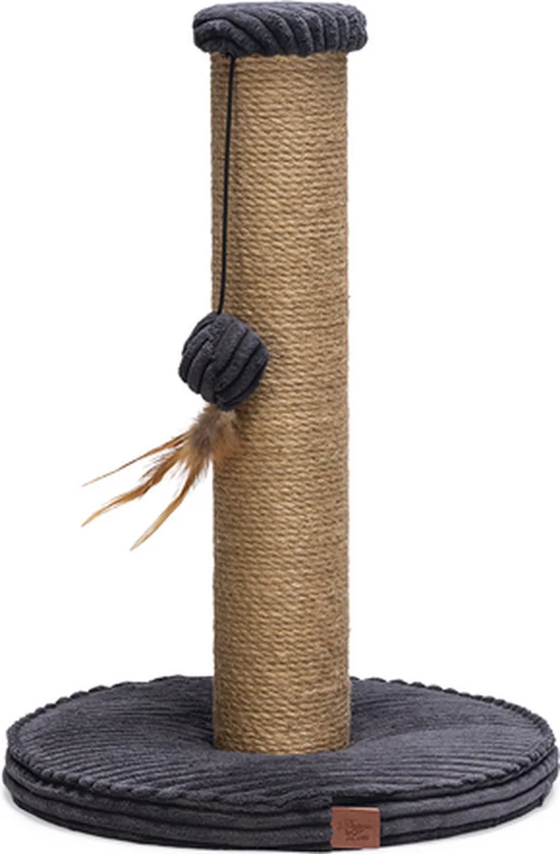 Krabpaal Ribbed - Incl speeltje - Ribbed stof/jute - 35x35x50 cm de Designed by Lotte en Anthracite – photo produit 1 sur 5