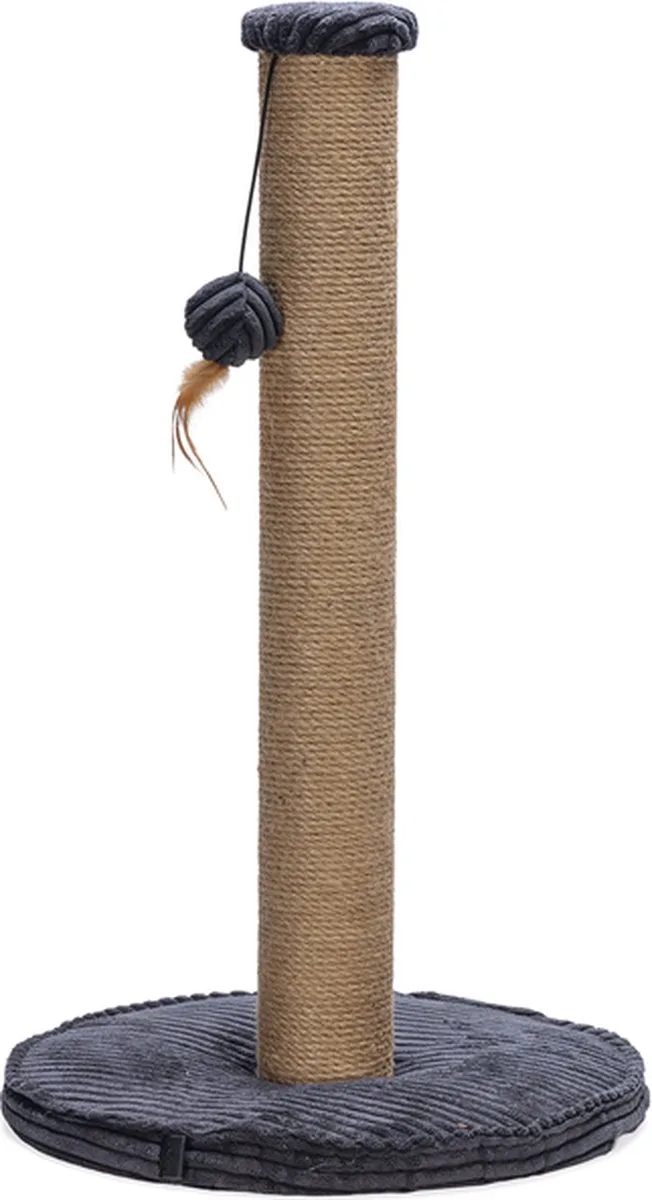 Krabpaal Ribbed - Incl speeltje - Ribbed stof/jute - 41x41x70 cm de Designed by Lotte en Anthracite – photo produit