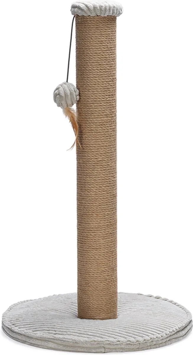 Krabpaal Ribbed - Incl speeltje - Ribbed stof/jute - 41x41x70 cm von Designed by Lotte in Hellgrau – Produktfoto
