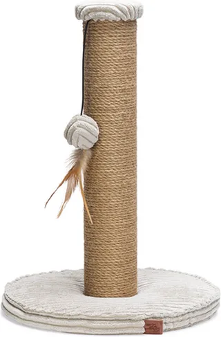Krabpaal Ribbed - Incl speeltje - Ribbed stof/jute - Lichtgrijs - 35x35x50 cm von Designed by Lotte in Hellgrau – Produktfoto 1 von 5