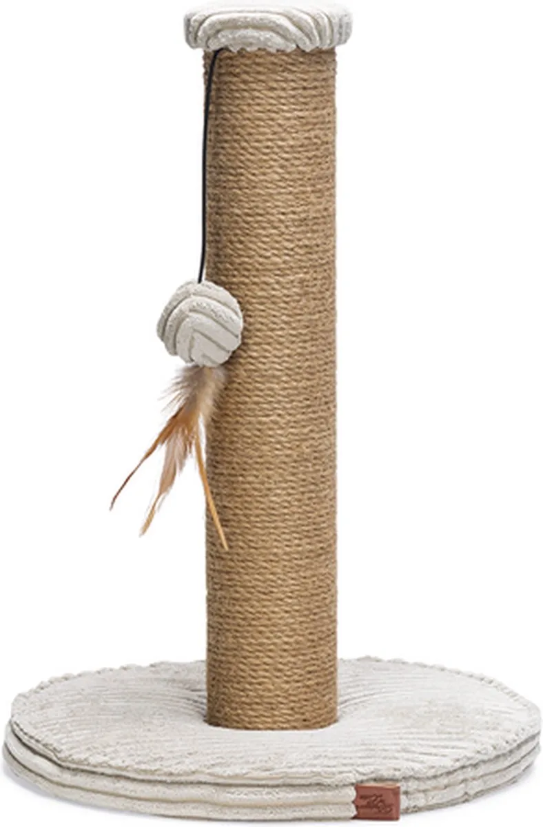Krabpaal Ribbed - Incl speeltje - Ribbed stof/jute - Lichtgrijs - 35x35x50 cm von Designed by Lotte in Hellgrau – Produktfoto 1 von 5