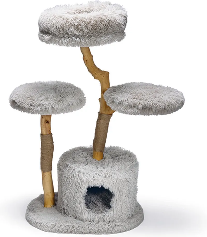 Krabpaal voor katten Ziza - Kattenboom - 4 ligplekken - Grijs - 60x45x100cm by Designed by Lotte in Hout – product photo