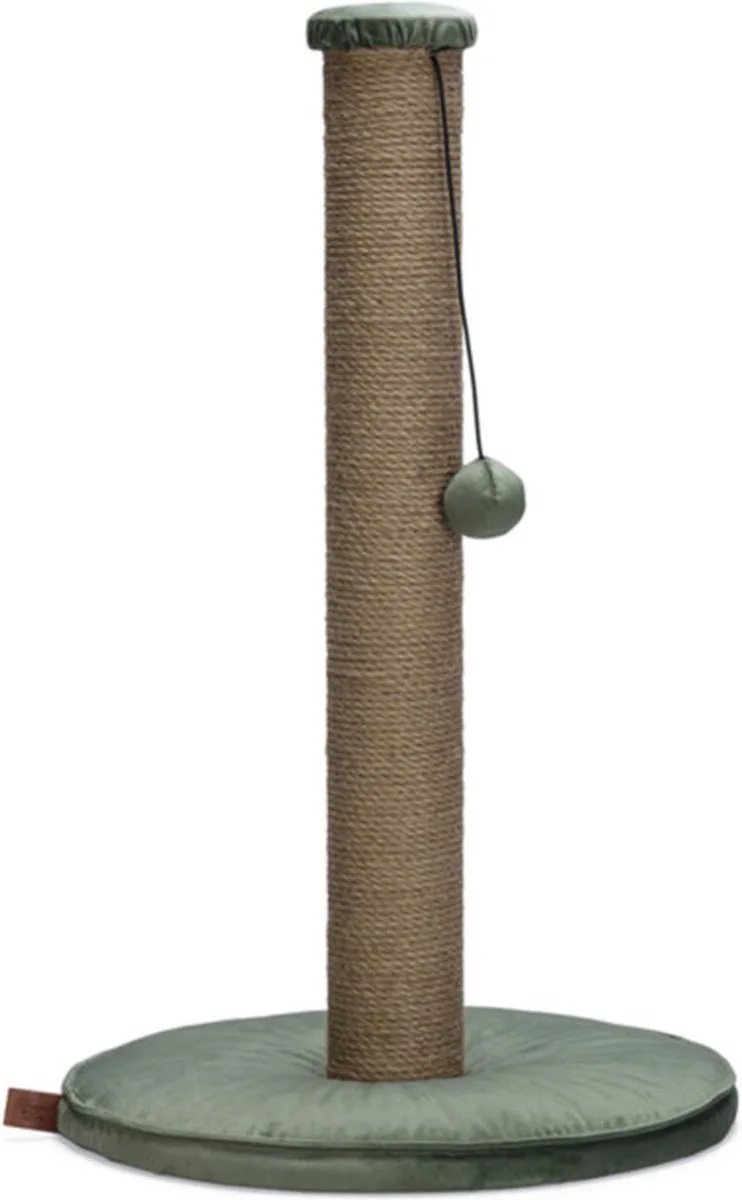 Krabpaal Yenna - Katten krabpaal - Incl speeltje - Fluweel/Jute - 41x41x70 cm by Designed by Lotte in Green – product photo