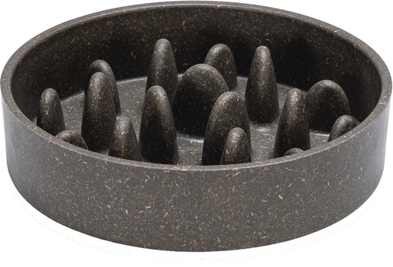 Pom Antischrokbak Kat - Slowfeeder kat - Voerbak - Vaatwasserbestendig - Bamboe - 410 ml von Designed by Lotte in Grau – Produktfoto 1 von 2