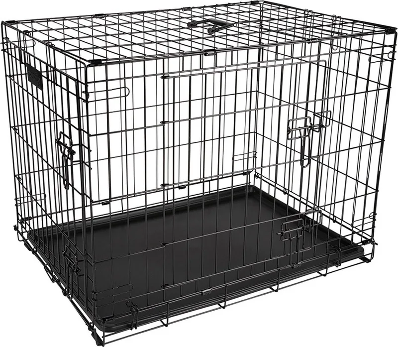 CRATE - Metalen Hondenbench - Opvouwbaar - 2-deurs - S - 62 x 46 x 53 cm by District 70 in Black – product photo