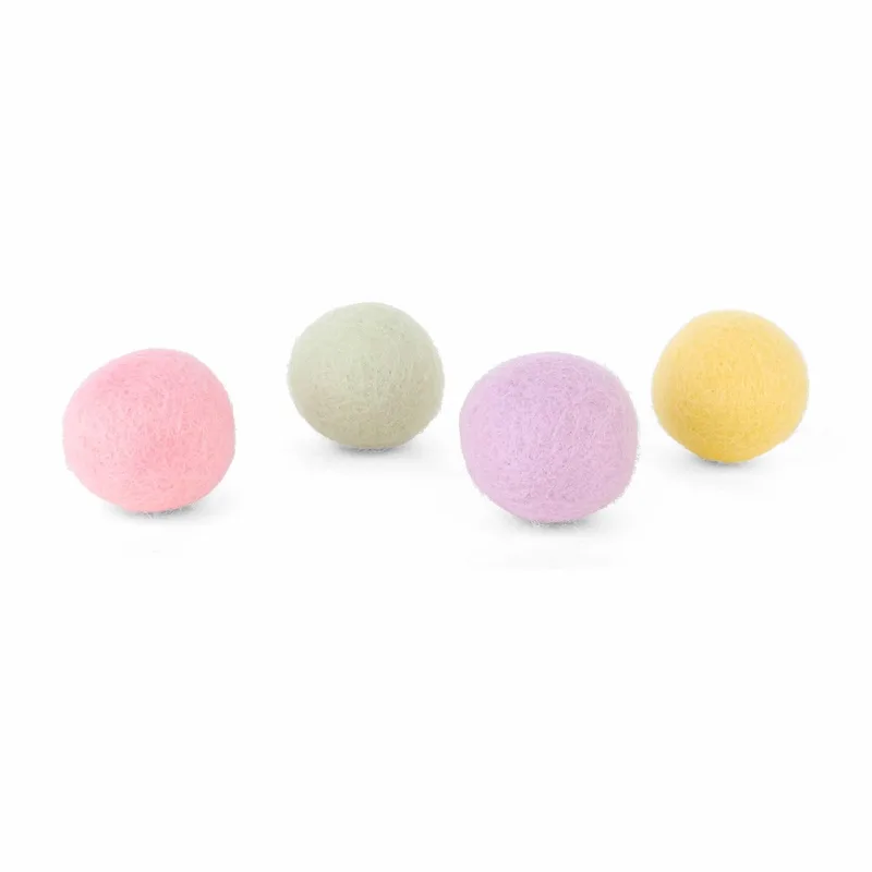 Fairy Felt Ball Toys - Kattenspeelgoed - Ø3.5 cm Assorti 4 stuks de District 70 en Pastel – photo produit