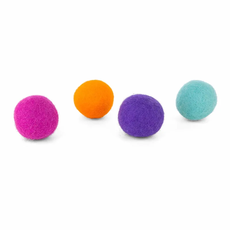 Felt Ball Toys - Kattenspeelgoed - Ø3.5 cm Assorti 4 stuks de District 70 en Glow – photo produit