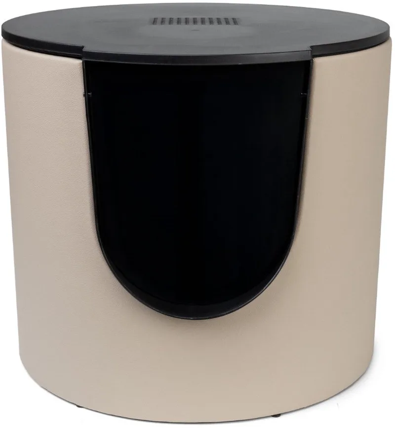 FUSE - Design Kattenbak met Cover - Incl. Koolstoffilter de District 70 en Faux Leather Beige – photo produit