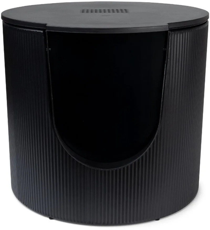 FUSE - Design Kattenbak met Cover - Incl. Koolstoffilter van District 70 in Ribbed Tin Zwart – productfoto
