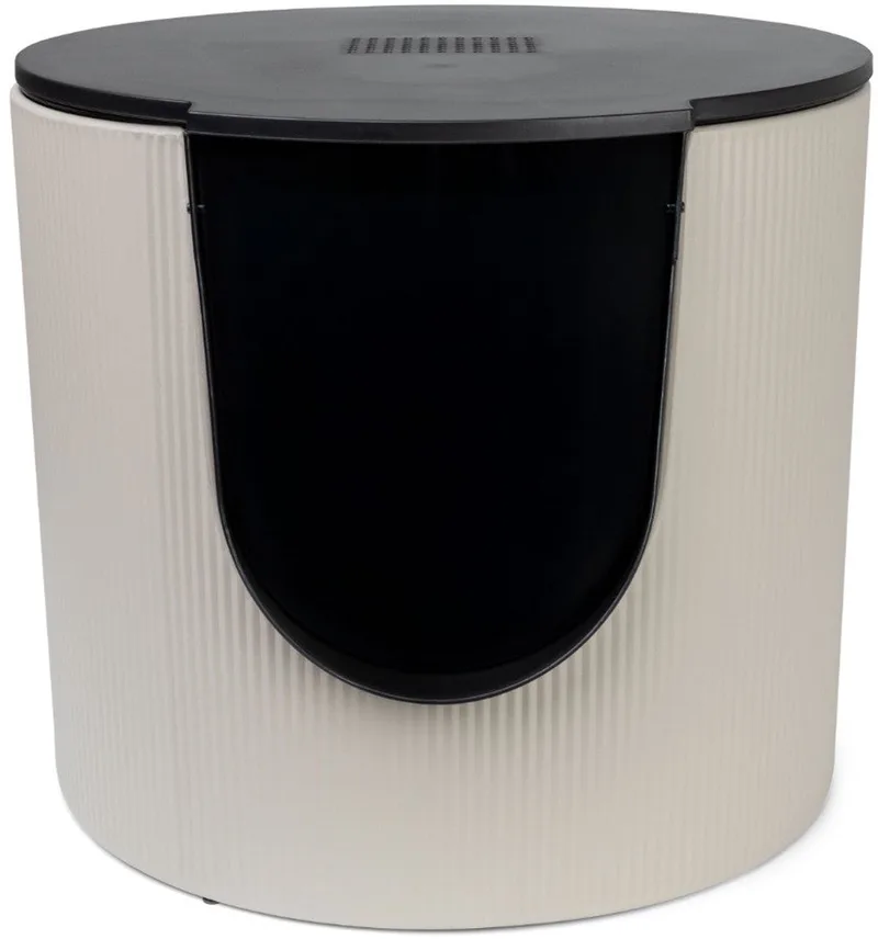 FUSE - Design Kattenbak met Cover - Incl. Koolstoffilter van District 70 in Ribbed Tin Beige – productfoto