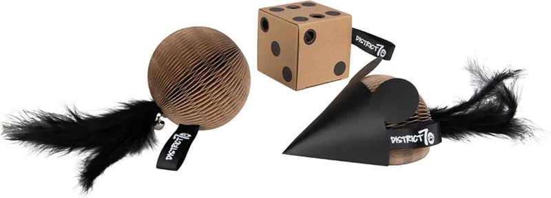 Gift Set - Kattenspeelgoed - 22x9.5x8.5 cm 3 stuks de District 70 en Marron – photo produit