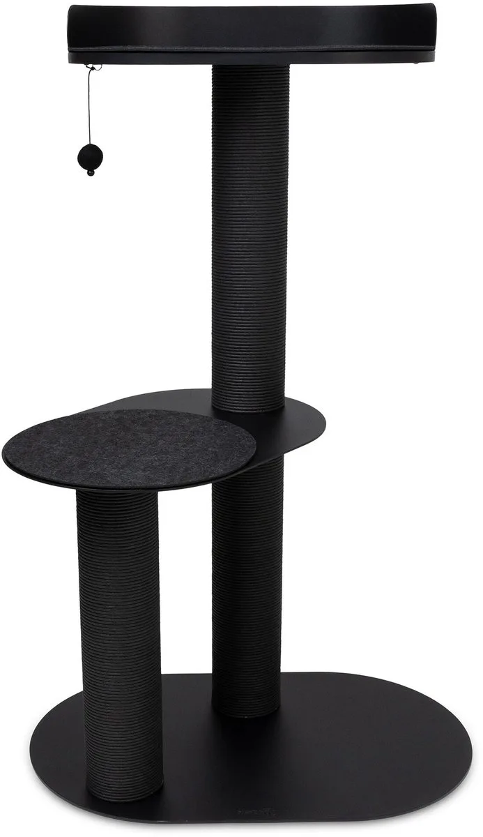 OASIS 110 - Design stalen krabpaal - Twee verhoogde rustplekken met vilten kussen - Krabstam van papiertouw - en Wit de District 70 en Noir – photo produit
