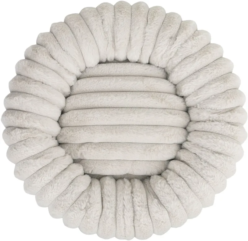 RIBBA – Luxe Ronde Kattenmand van Ribfluweel & Pluche – 45 x 45 x 15 cm by District 70 in Greige – product photo
