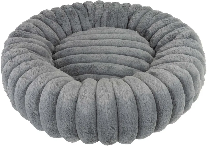 RIBBA – Luxe Ronde Kattenmand van Ribfluweel & Pluche – 45 x 45 x 15 cm von District 70 in Grau – Produktfoto