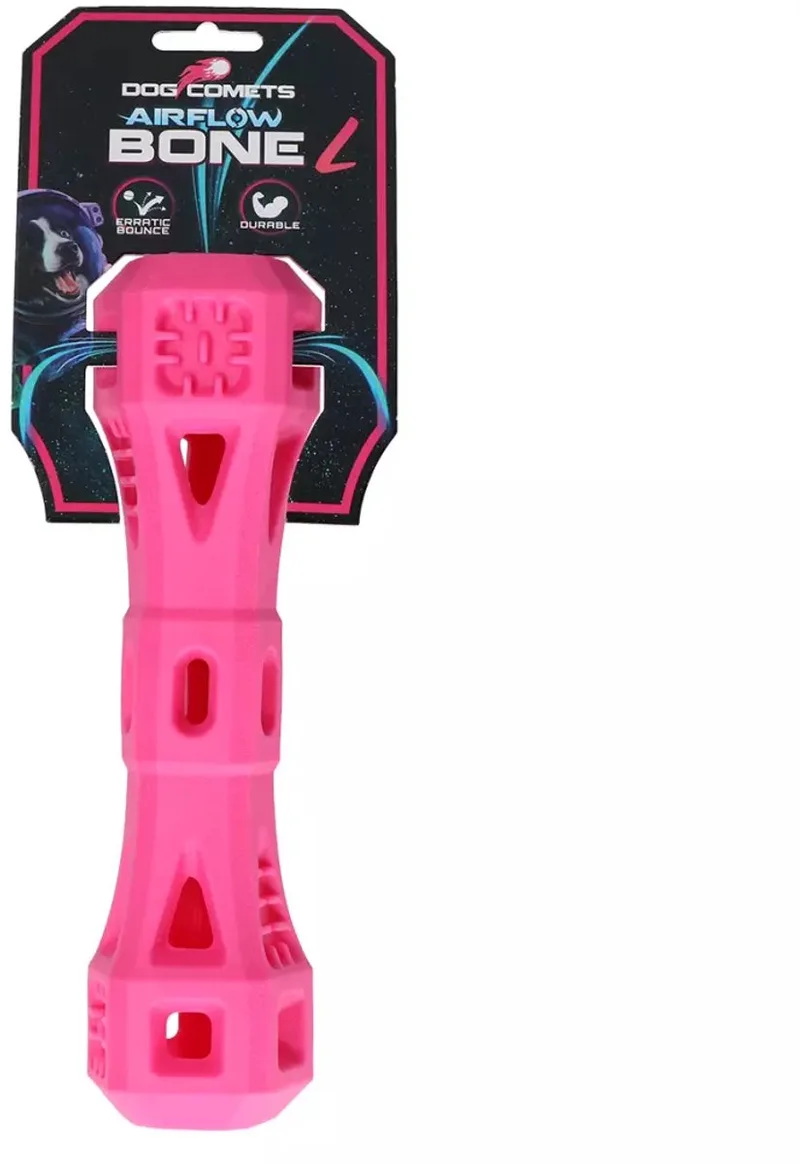 Airflow Bone L - Hondenspeelgoed Bot - hondenbot speelgoed - apporteerspeelgoed hond - Roze de Dog Comets en Roze L – photo produit