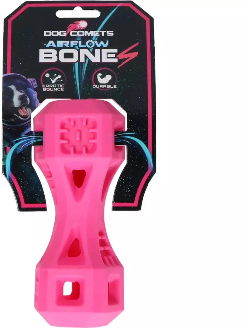 Airflow Bone S - Hondenspeelgoed Bot - hondenbot speelgoed - apporteerspeelgoed hond - Roze de Dog Comets en Roze S – photo produit
