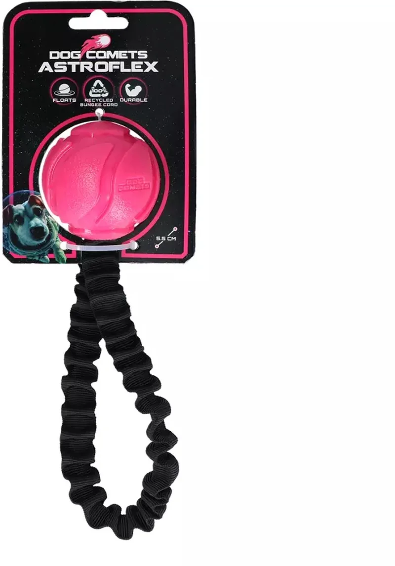 AstroFlex - Hondenspeelgoed Bal met Elastiek - hondenspeelgoed bal elastiek - apporteerspeelgoed hond de Dog Comets en Rose – photo produit