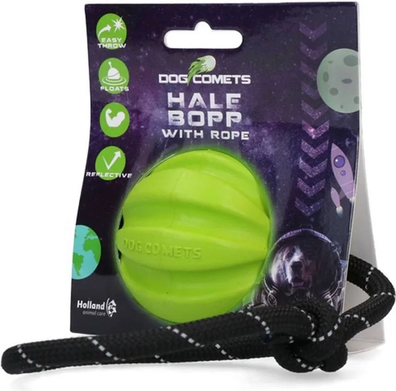 Ball Hale-Bopp met touw - Hondenspeeltje – Hoogwaardig hondenspeelgoed – Hondenbal voor gezonder tandvlees – Natuurlijk rubber - Ø6 cm von Dog Comets in Grün – Produktfoto