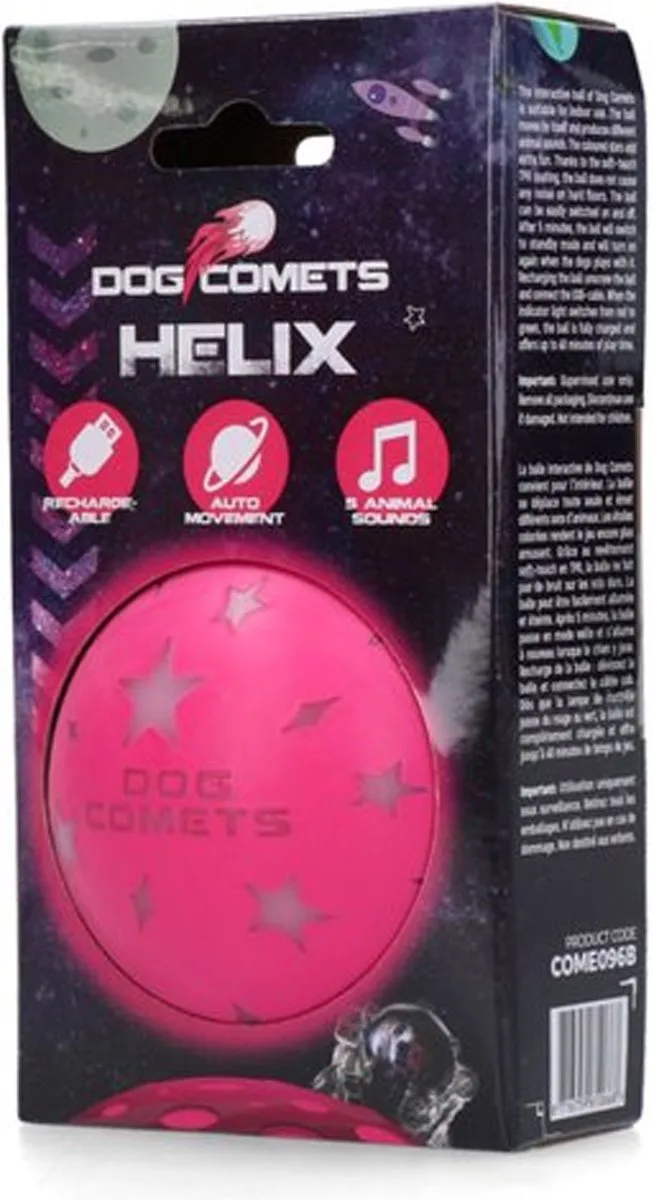 Ball Helix Ø 7 cm - Zelfbewegende hondenbal met geluid - Oplaadbare Hondenspeeltjes de Dog Comets en Rose – photo produit