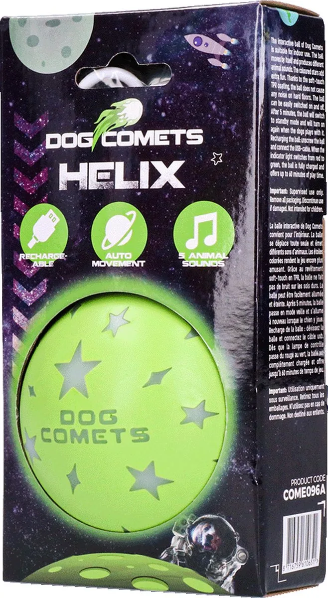 Ball Helix Ø 7 cm - Zelfbewegende hondenbal met geluid - Oplaadbare Hondenspeeltjes by Dog Comets in Green – product photo