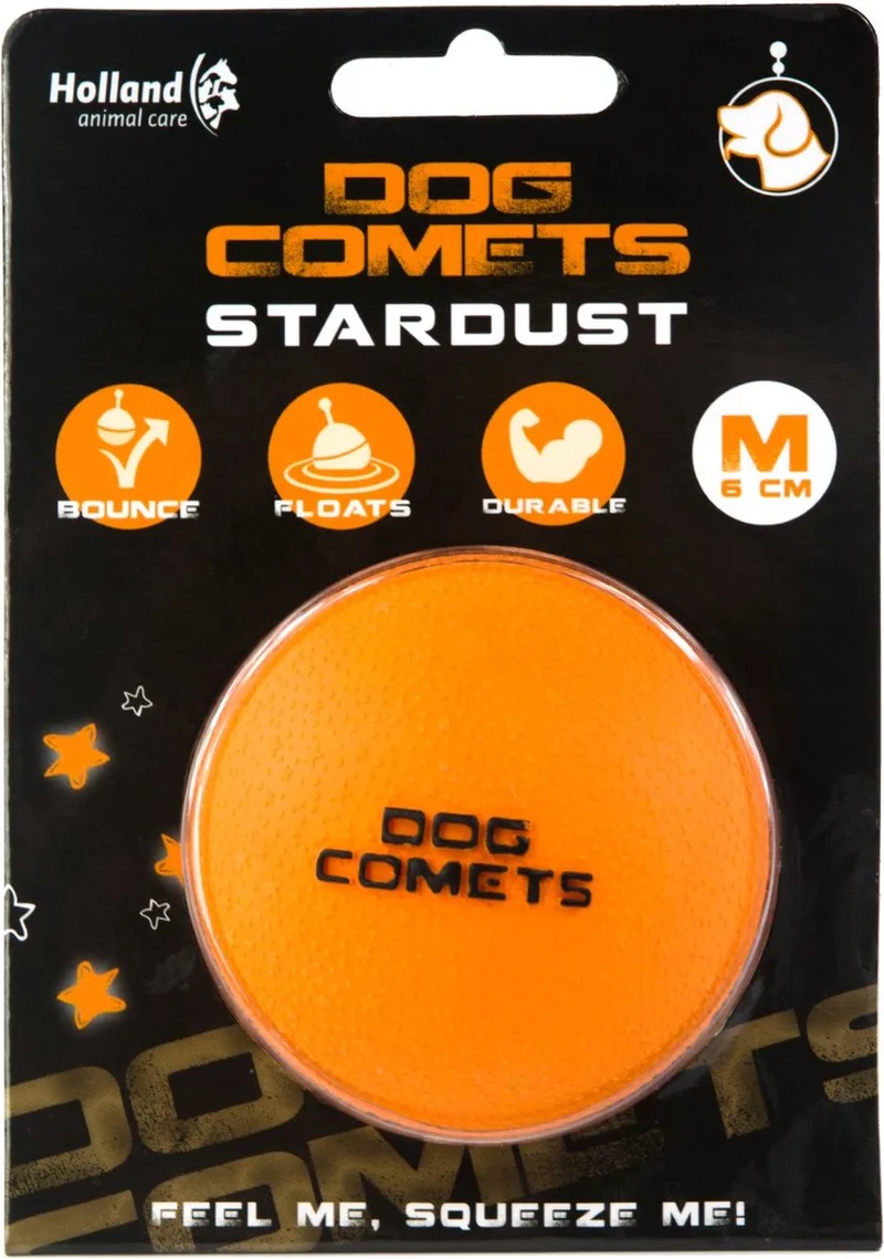 Ball Stardust Ø6 cm - Hondenspeelgoed - Hondenbal - Natuurlijk rubber - 1 stuk de Dog Comets en Orange – photo produit