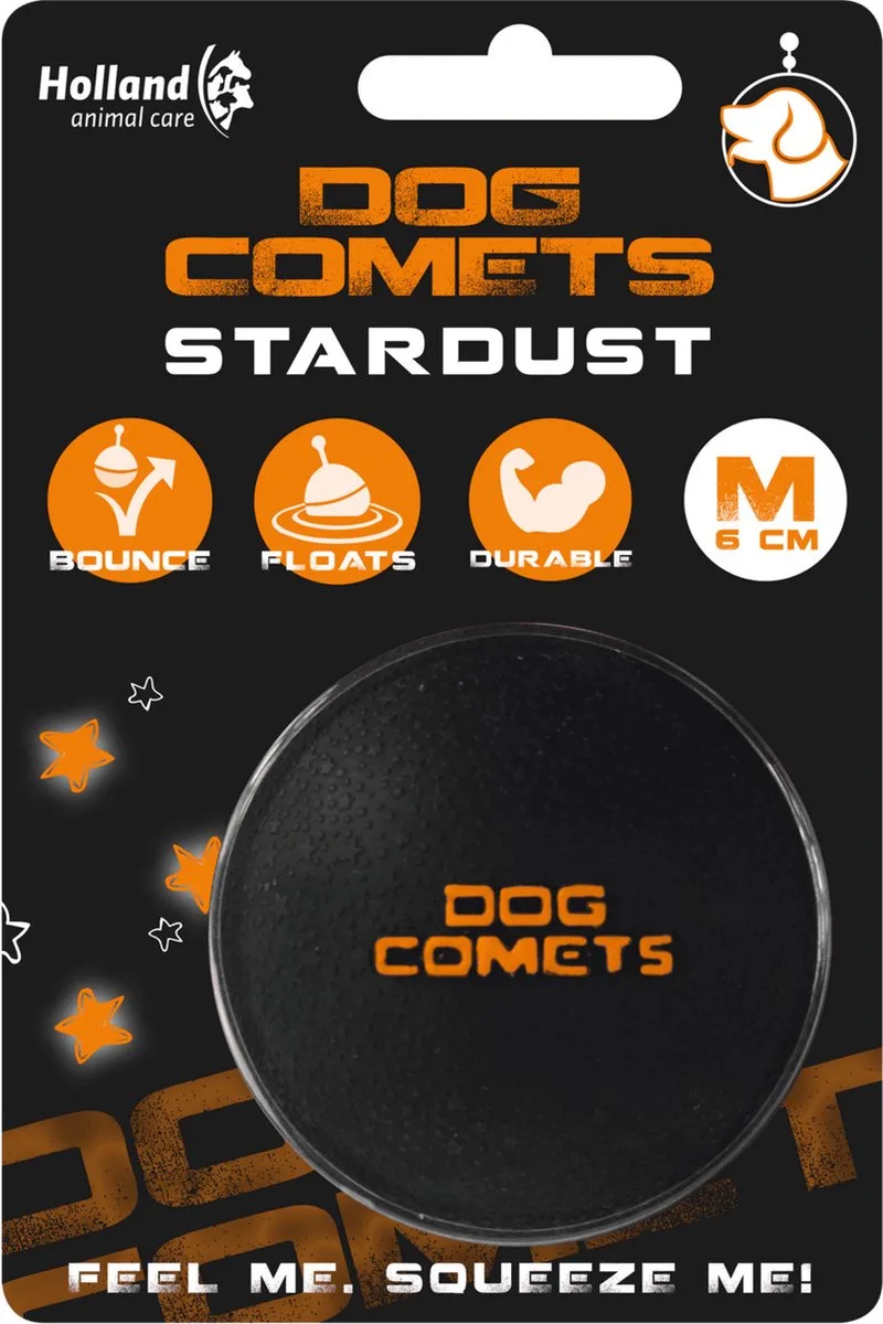 Ball Stardust Ø6 cm - Hondenspeelgoed - Hondenbal - Natuurlijk rubber - 1 stuk - Oranje/Zwart von Dog Comets in 6 cm – Produktfoto