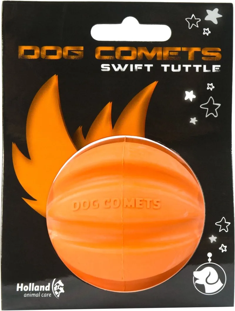 Ball Swift Tuttle hondenspeeltje – Ø6 cm - Hondenspeelgoed – Natuurlijk rubber de Dog Comets en Orange – photo produit