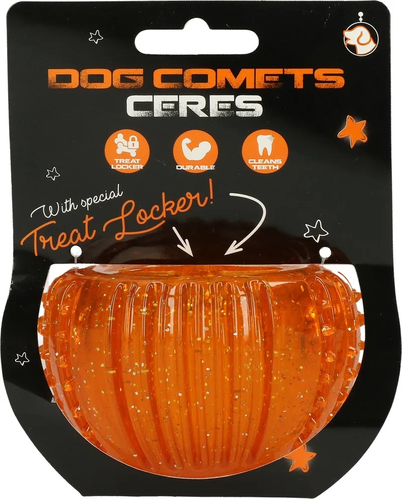 Ceres Treat Locker - Ø7 cm - Hondenspeelgoed - Intelligentie speelgoed - TPR-Rubber by Dog Comets in Orange – product photo