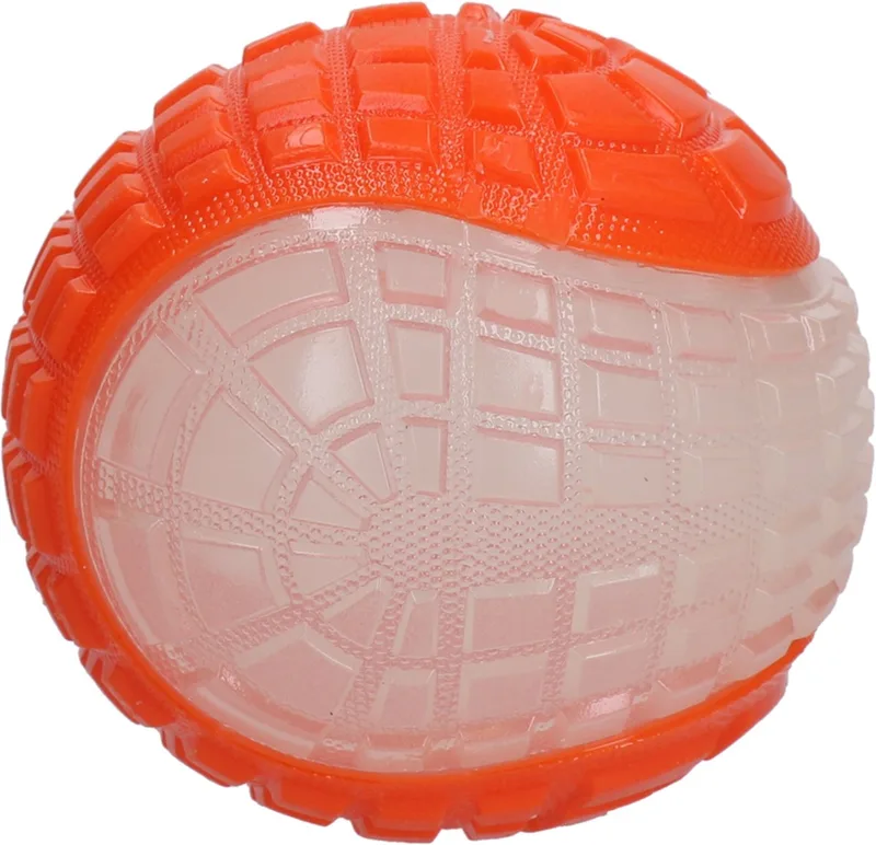 Glow in the Dark Moon Bal - 10 cm - Hondenspeelgoed - Op Water en Land - Apporteerspeelgoed - met Piep - L de Dog Comets en Orange – photo produit