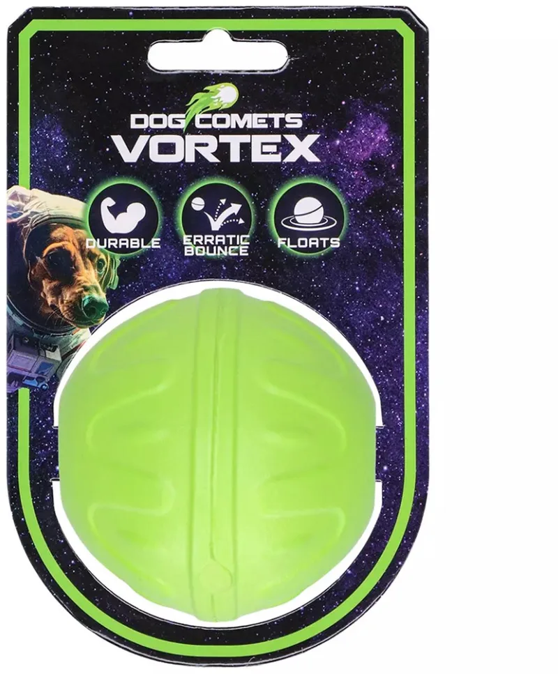 Hondenbal - Ø 7 cm - Hondenspeelgoed Reflecterend en Drijvend - Apporteerspeelgoed - Vortex de Dog Comets en Vert – photo produit