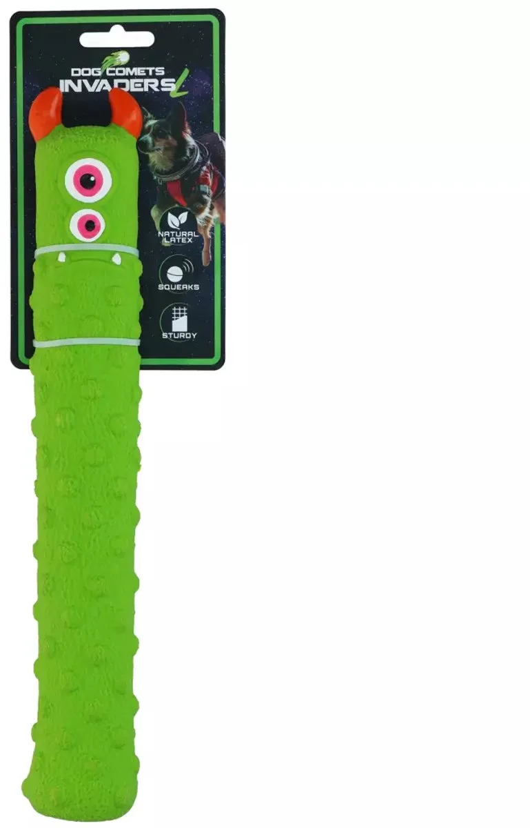 Hondenspeelgoed - Rubber Stick - Extra Sterk - Latex Invaders - 34 cm - Groen- L de Dog Comets en Groen- L – photo produit