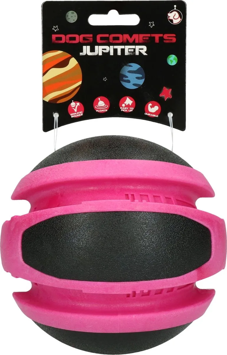 Jupiter - Ø14 cm - Hondenspeelgoed - Hondenbal - Stuiterend - TPR-Rubber - Roze/Zwart von Dog Comets in Rosa – Produktfoto