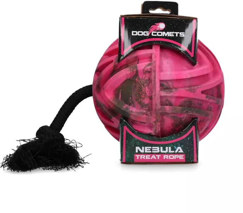 Nebula Treat Rope - Hondenspeelgoed met Touw - hondenspeelgoed touw - hondenbal met touw by Dog Comets in Pink – product photo