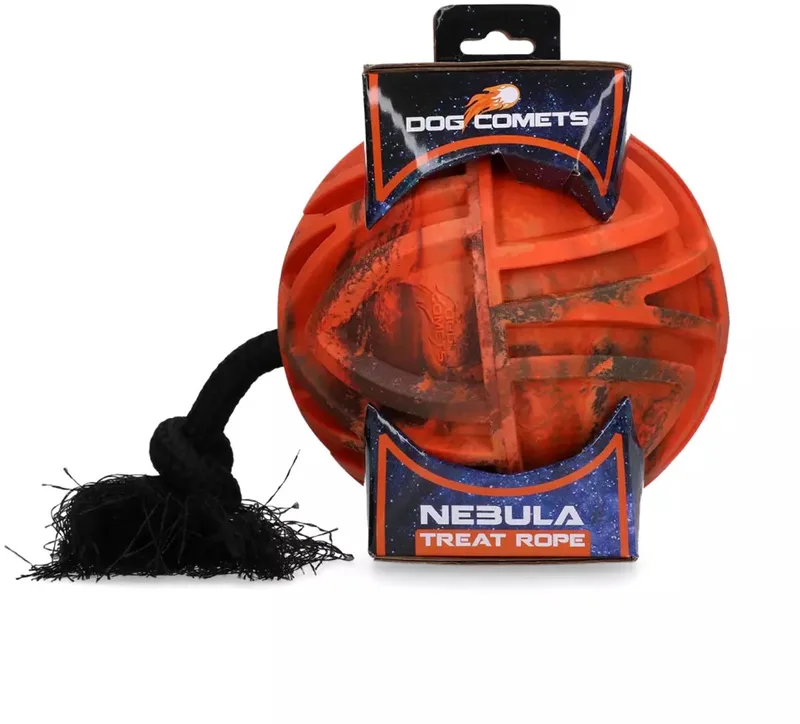 Nebula Treat Rope - Hondenspeelgoed met Touw - hondenspeelgoed touw - hondenbal met touw von Dog Comets in Orange – Produktfoto