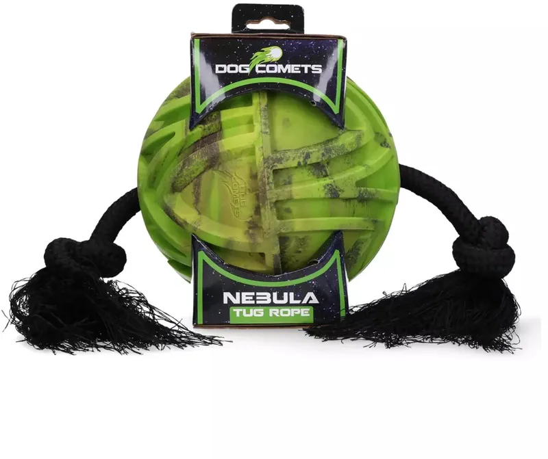 Nebula Tug Rope - Hondenspeelgoed Trektouw - hondenbal met touw - tug rope hond de Dog Comets en Vert – photo produit